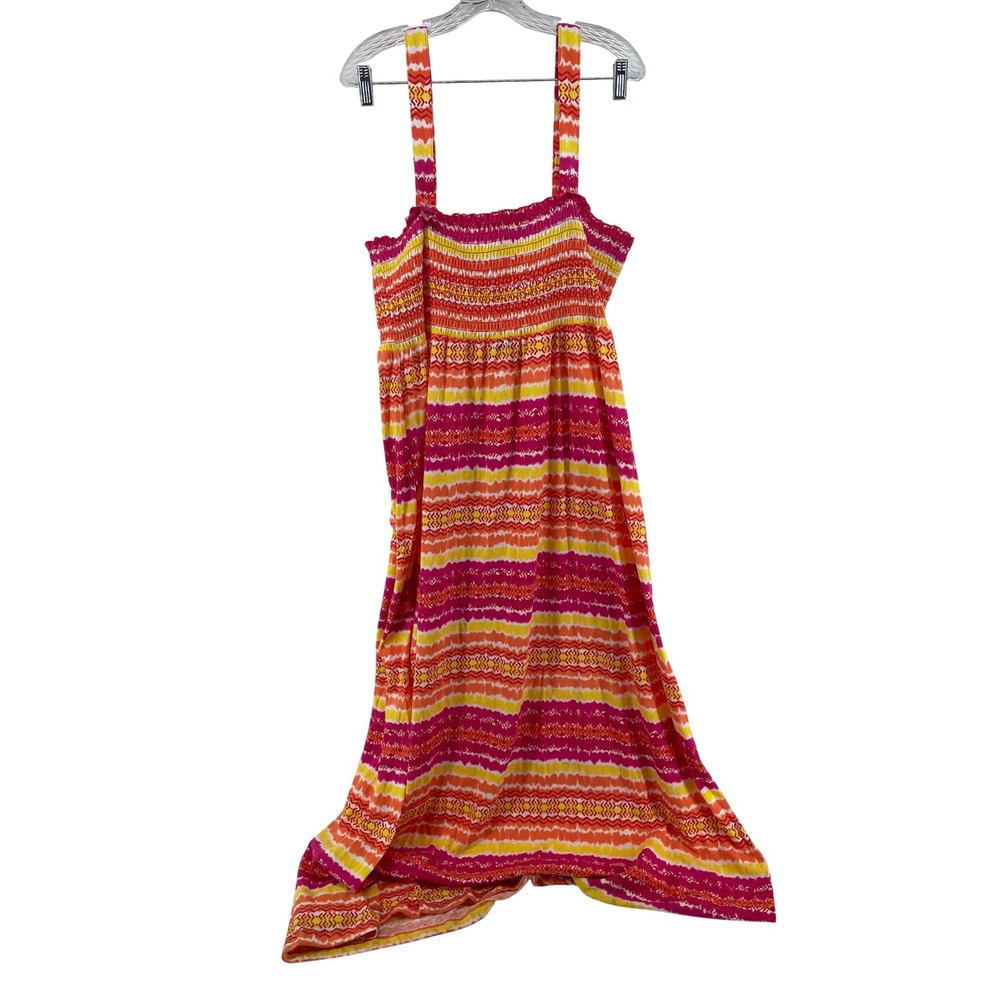 Cotton Blend Maxi Dress Women 4X Pink Orange Sundress Coastal Resortwear NEW